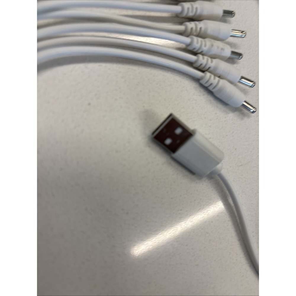 USB to DC Power Splitter Cable X6 5.5mm X 2.1mm Barrel Plugs - Picture 3 of 8